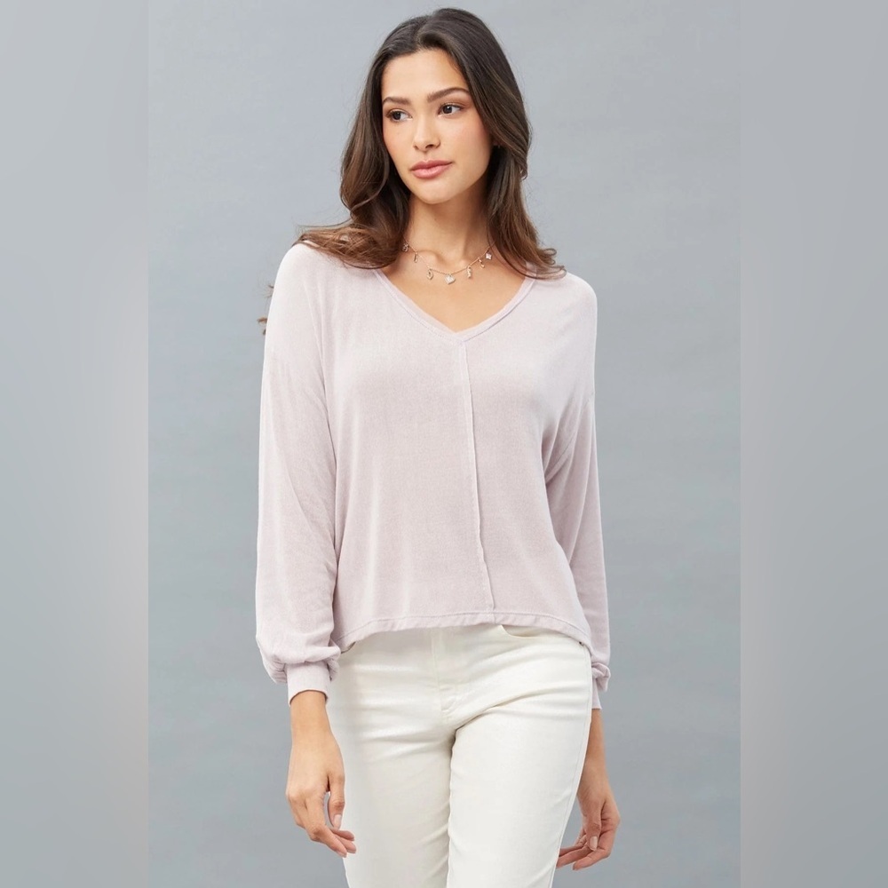 NWT Lola & Sophie Silky Jersey V-Neck Top